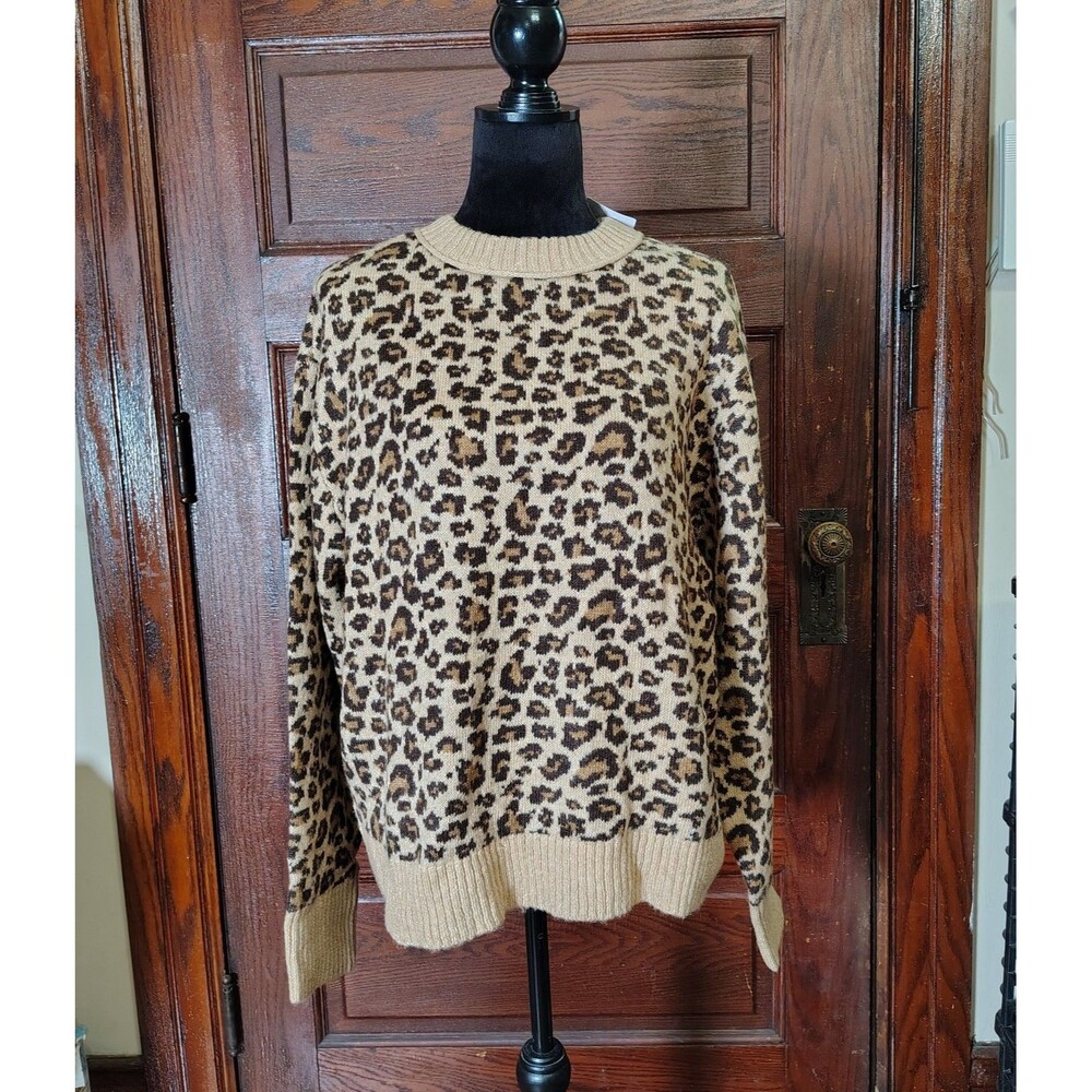 Leopard Print American Eagle Knit Crew Neck Sweater NWTS Wmns Sz M/T35